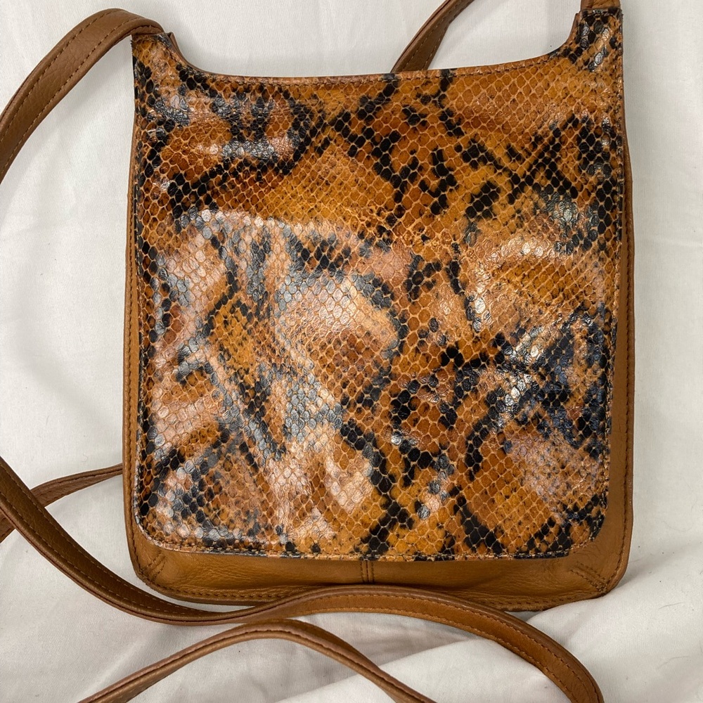 Fossil Brown Snakeskin-Print Crossbody Bag